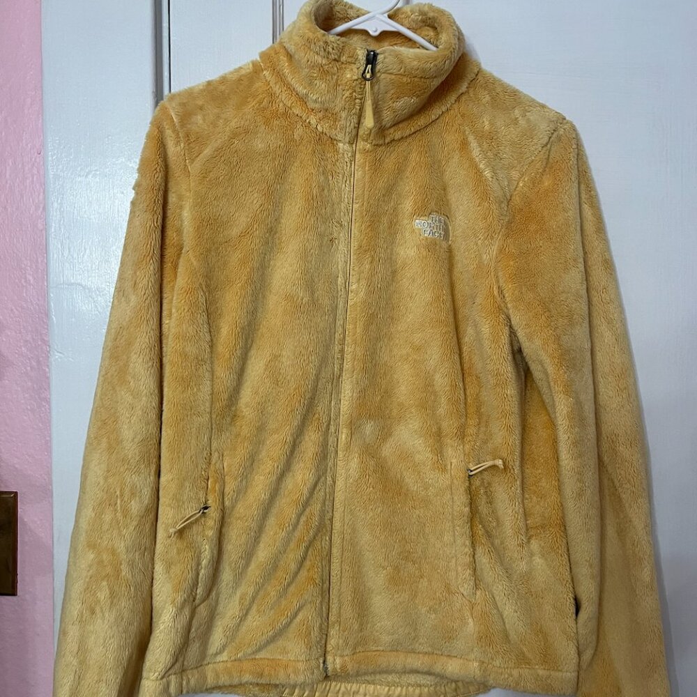 The North Face Women’s Size S/P Yellow Full Zip Fleece Sweater Top Mock Neck - Picture 1 of 7